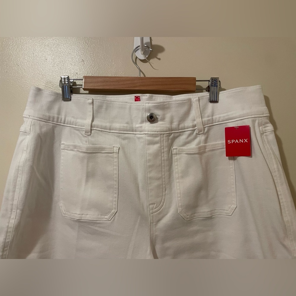 Spanx EveryWear Cropped Wide Leg Jeans with Patch Pockets, White 2X NWT - Picture 6 of 8